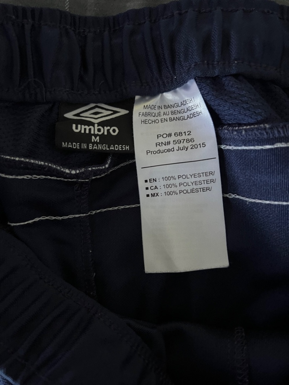 Umbro Navy Blue Soccer Track Pants White Stripe Zip Pockets Men M - Picture 7 of 7